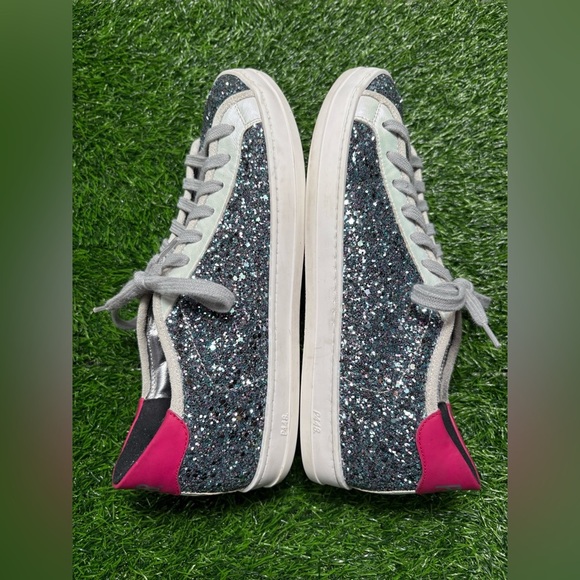 P448 Women’s Johnny Sneaker Silver Glitter Ice Sneakers-Size: 38 (7.5-8) - Picture 6 of 10